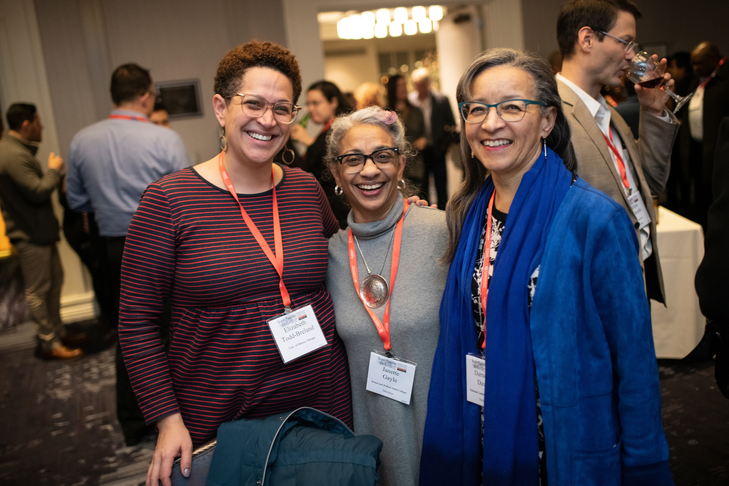 Elizabeth Todd-Breland, Janette Gayle, and Darnella Davis (from left) at the Committee on Minority Historians reception. 